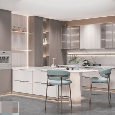 Moqi Series Modern Elegant Kitchen Cabinets with Island Table